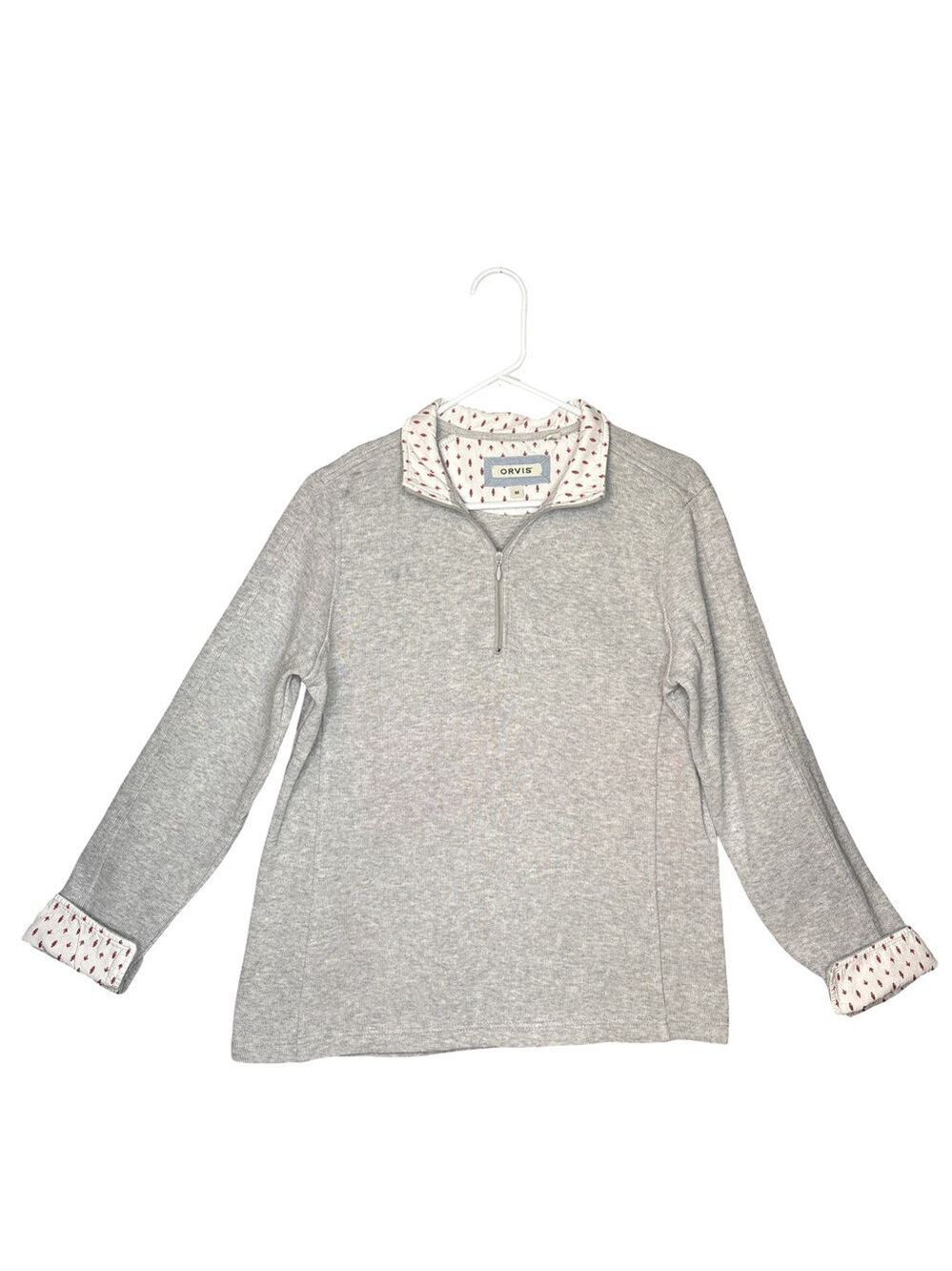 Orvis Heather Gray Quarter-Zip Pullover, Medium
